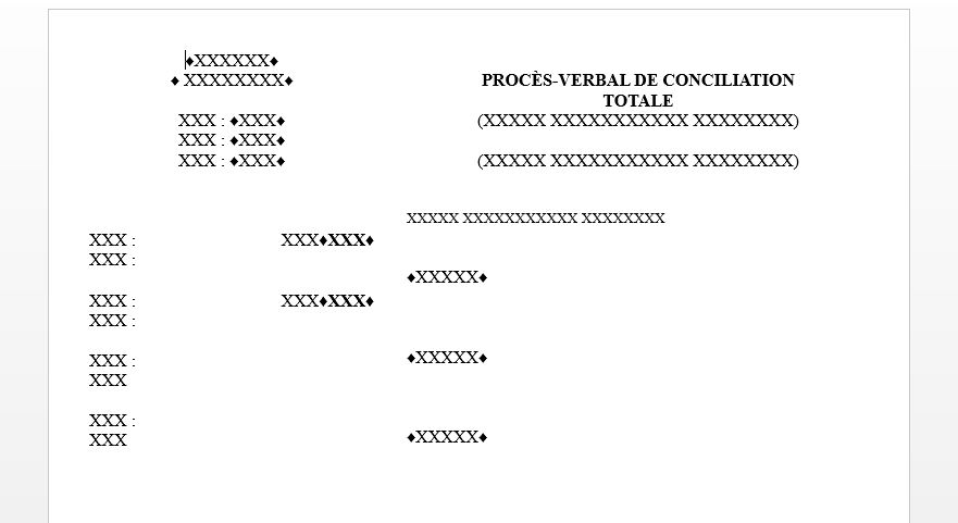 Modèle de procès-verbal de conciliation